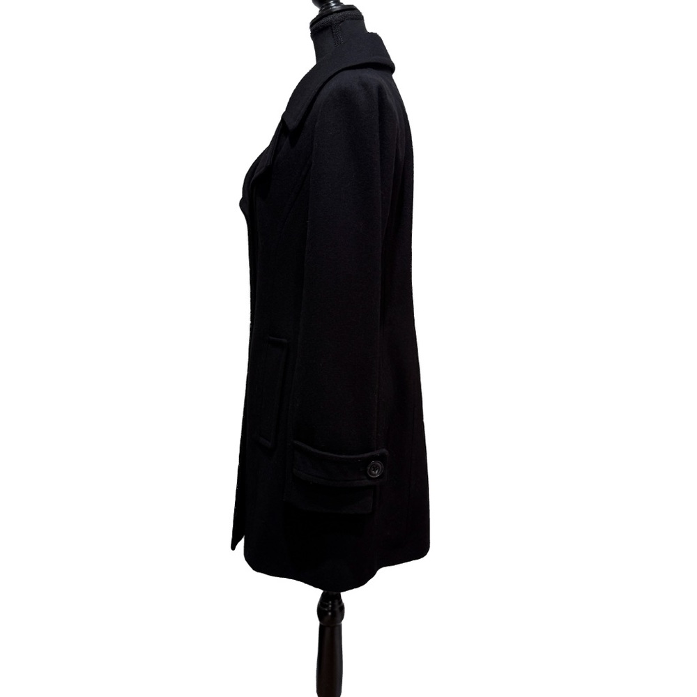 Anne Klein Wool Blend Pea Coat Black Double Breasted Medium - Picture 7 of 10